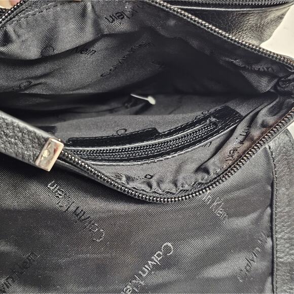 Calvin Klein Black Pebbled Leather Crossbody Purse with Faux Lock On Front - Picture 7 of 10